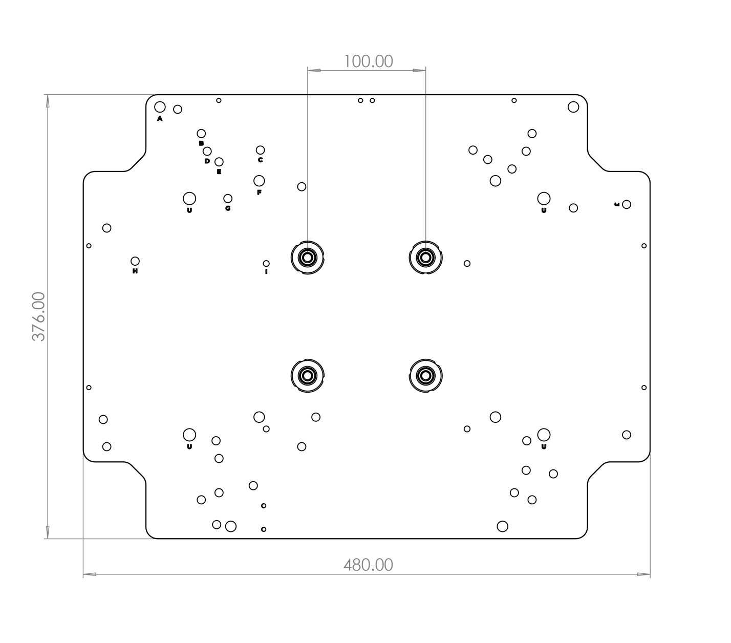 Rigtec Air Plate P15 Top Dimensions