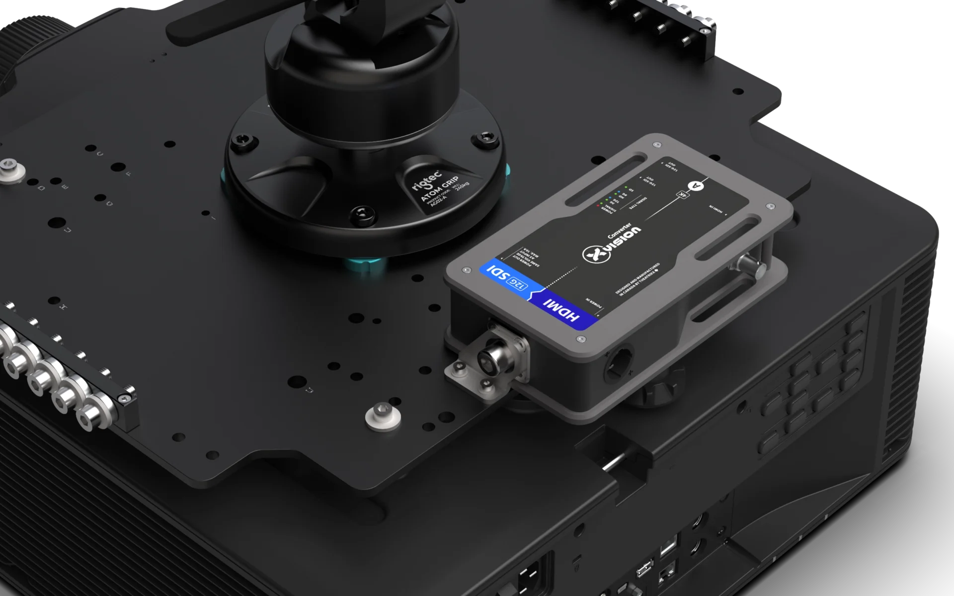 Rigtec Air Plate Accessory Bracket with Theatrixx Xvision Converter Close Up Black 2